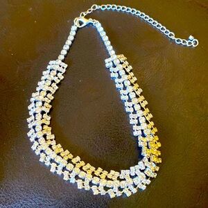 Luxurious Silver Diamond Necklace with Braided Design